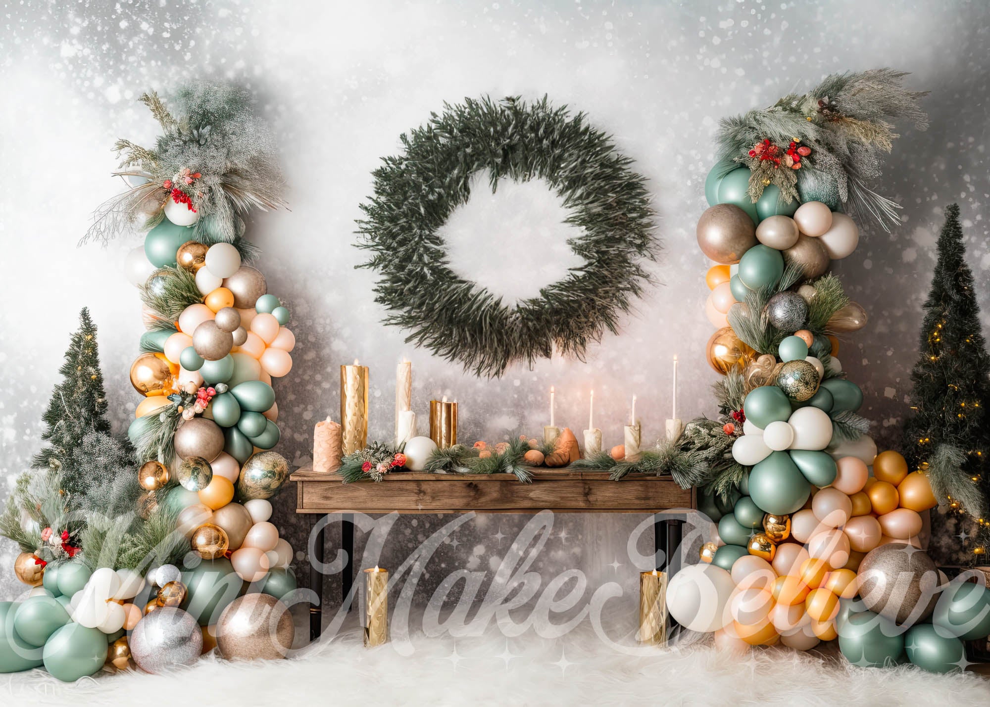 Kate Rustic Winter Christmas Party Wall Backdrop Designed by Mini MakeBelieve