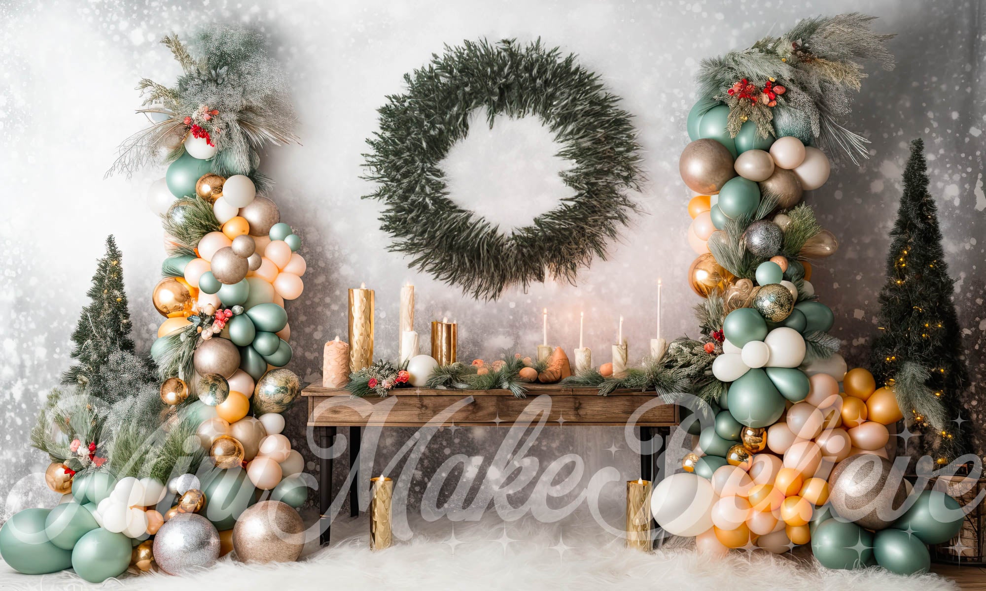 Kate Rustic Winter Christmas Party Wall Backdrop Designed by Mini MakeBelieve