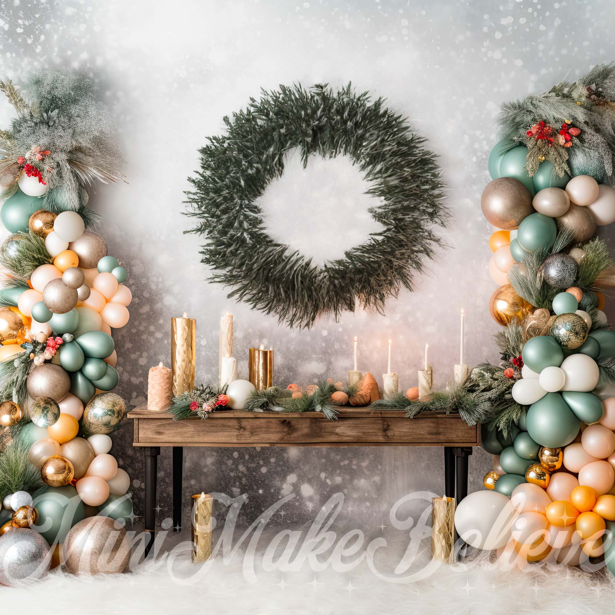 Kate Rustic Winter Christmas Party Wall Backdrop Designed by Mini MakeBelieve