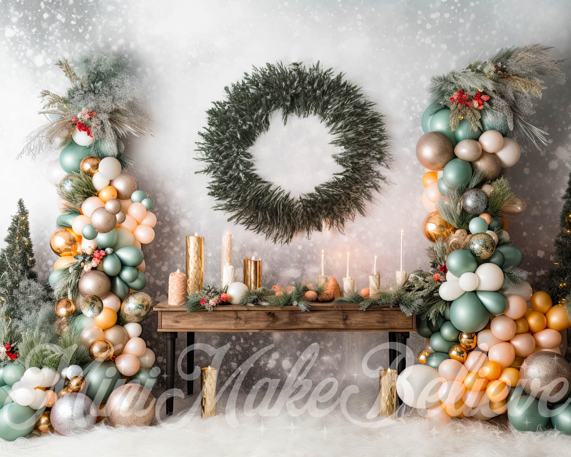 Kate Rustic Winter Christmas Party Wall Backdrop Designed by Mini MakeBelieve