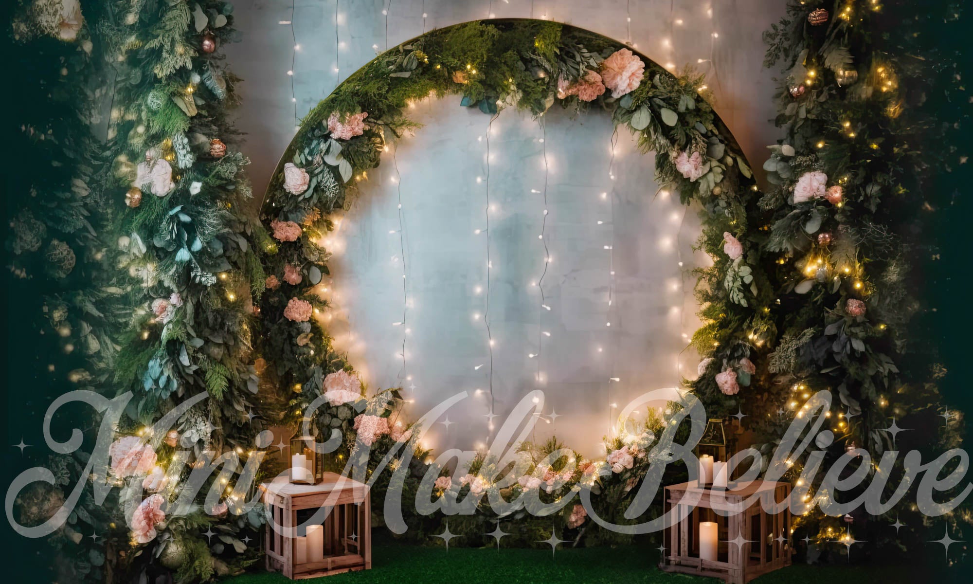 Kate Soft Floral Circular Arch Lights Backdrop Designed by Mini MakeBelieve