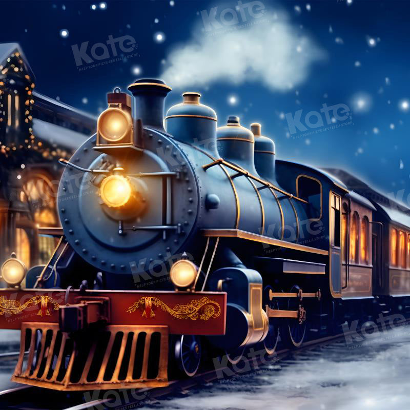 Kate Christmas Winter Train Backdrop for Photography