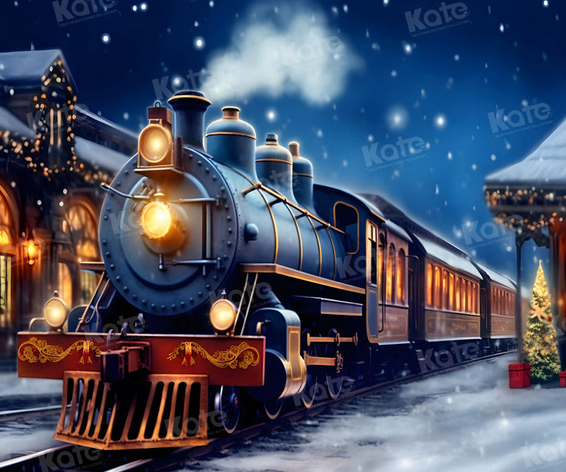 Kate Christmas Winter Train Backdrop for Photography