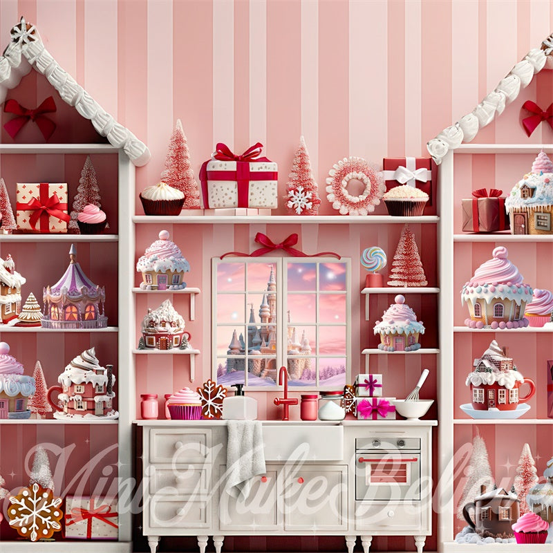 Kate Pink Cupcake Cocoa Kitchen Backdrop Designed by Mini MakeBelieve