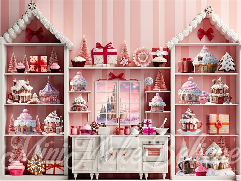 Kate Pink Cupcake Cocoa Kitchen Backdrop Designed by Mini MakeBelieve