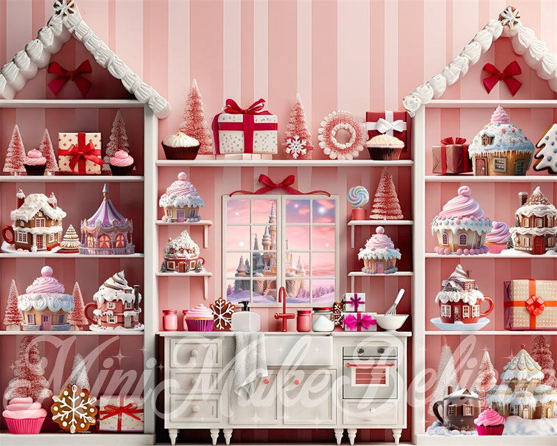 Kate Pink Cupcake Cocoa Kitchen Backdrop Designed by Mini MakeBelieve