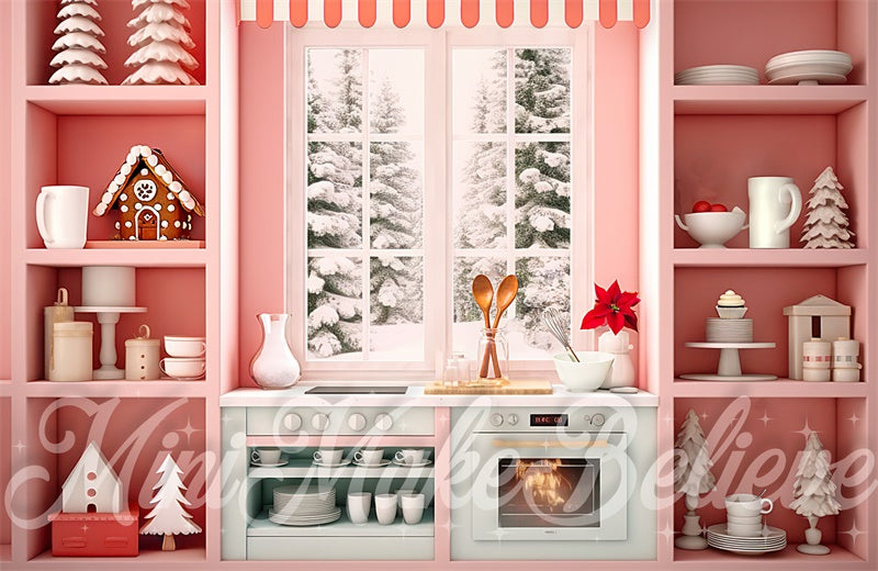 Kate Stylish Pink Kitchen Backdrop Designed by Mini MakeBelieve