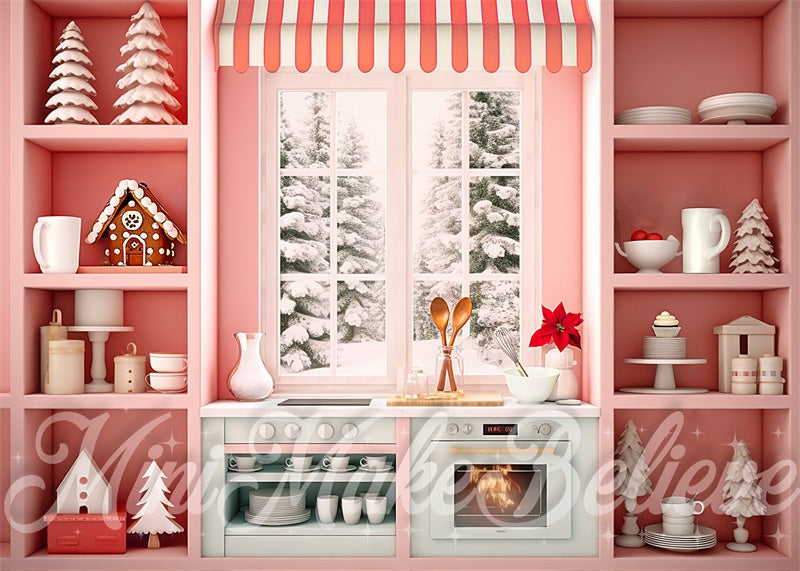 Kate Stylish Pink Kitchen Backdrop Designed by Mini MakeBelieve