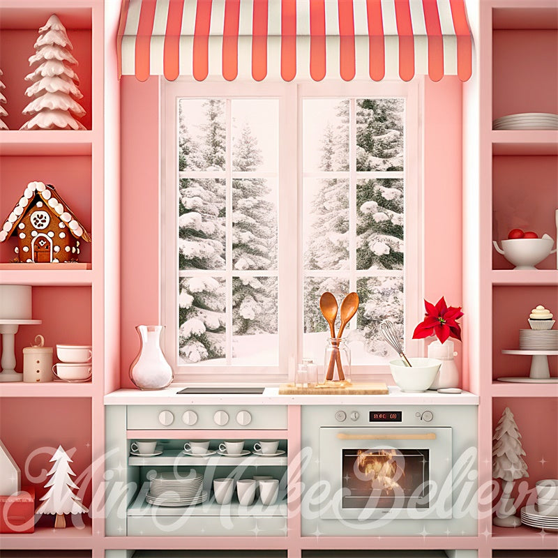 Kate Stylish Pink Kitchen Backdrop Designed by Mini MakeBelieve