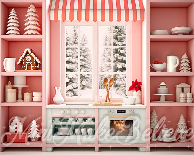 Kate Stylish Pink Kitchen Backdrop Designed by Mini MakeBelieve