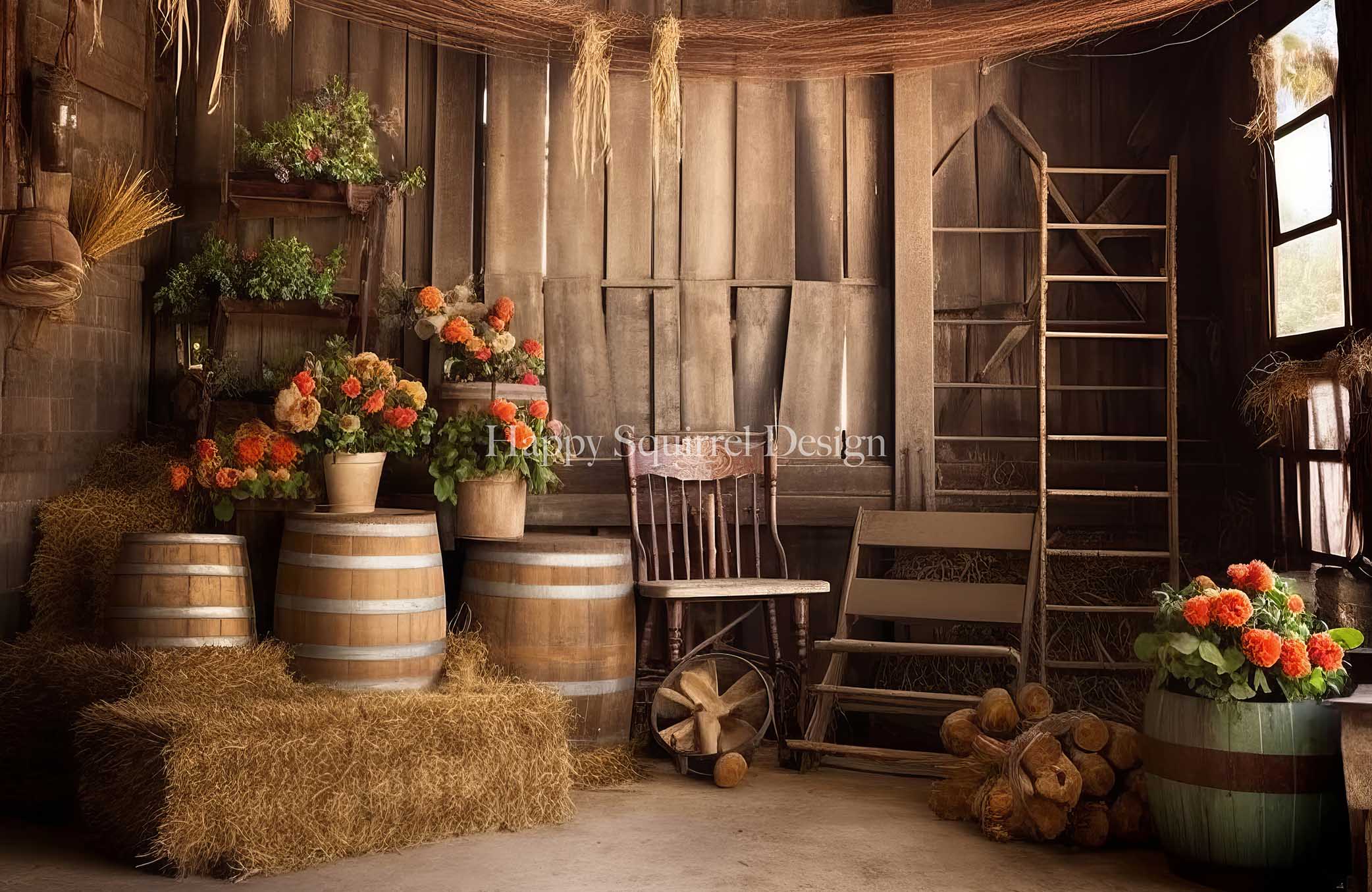 Kate Barn House Backdrop Designed by Happy Squirrel Design