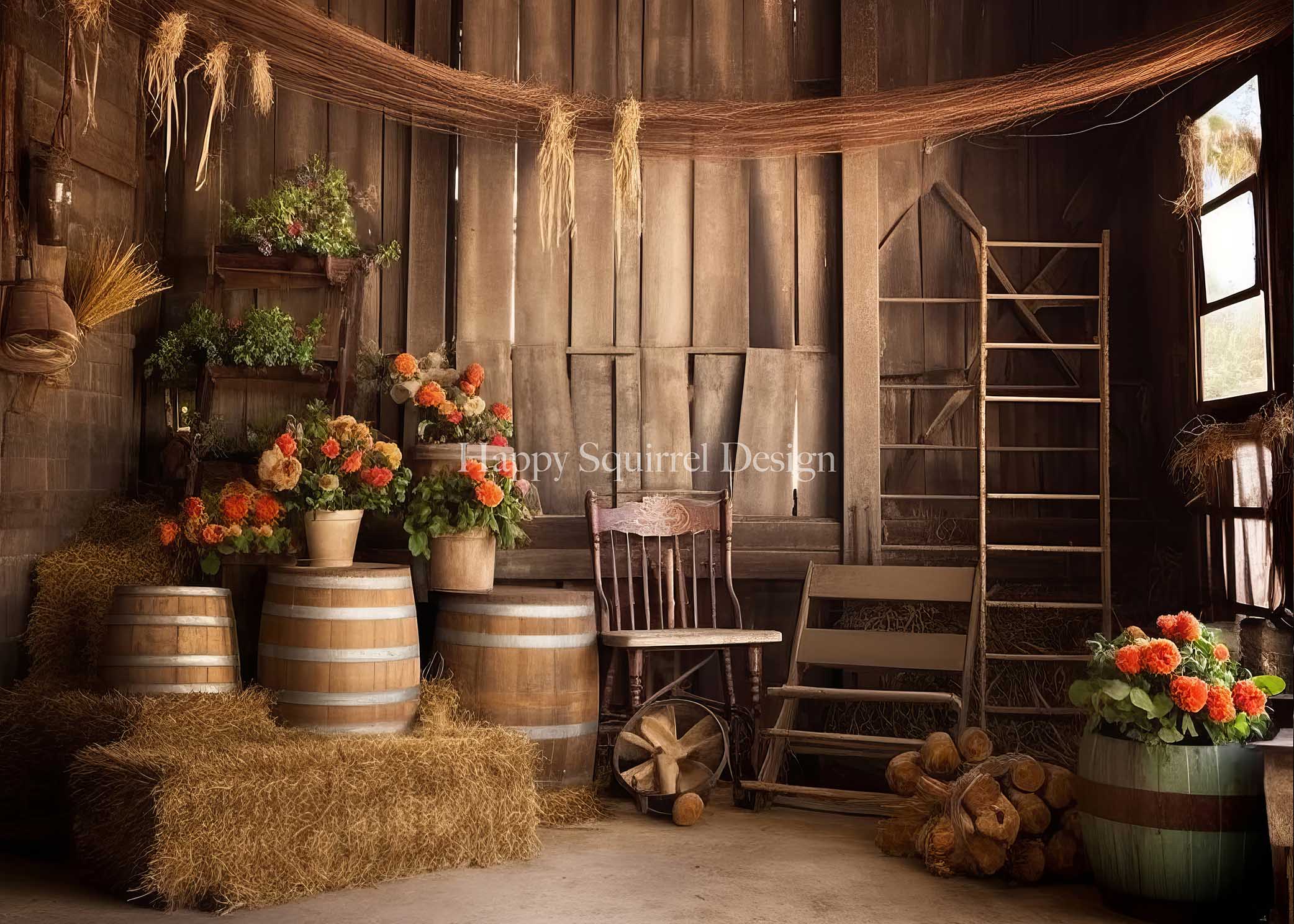 Kate Barn House Backdrop Designed by Happy Squirrel Design