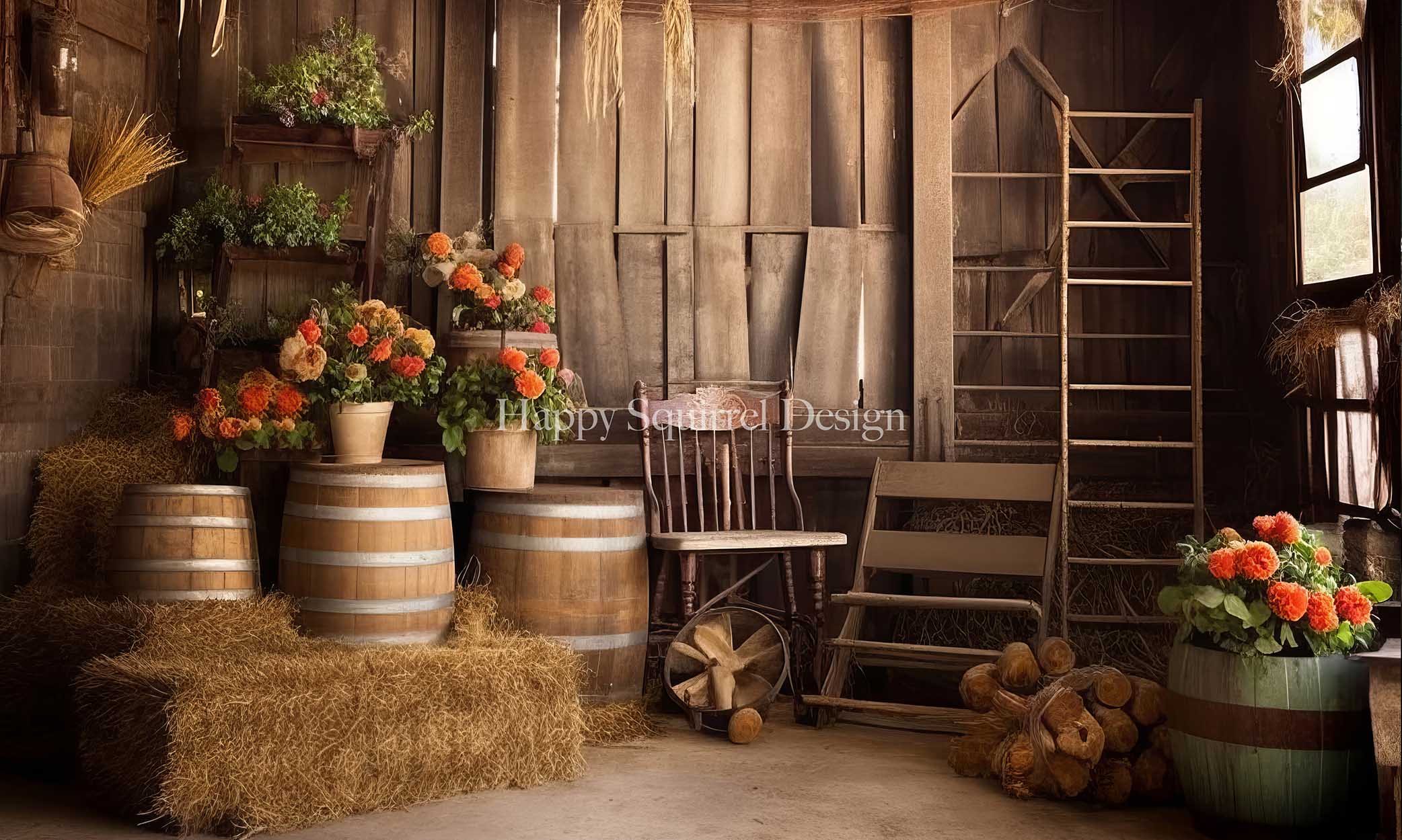 Kate Barn House Backdrop Designed by Happy Squirrel Design