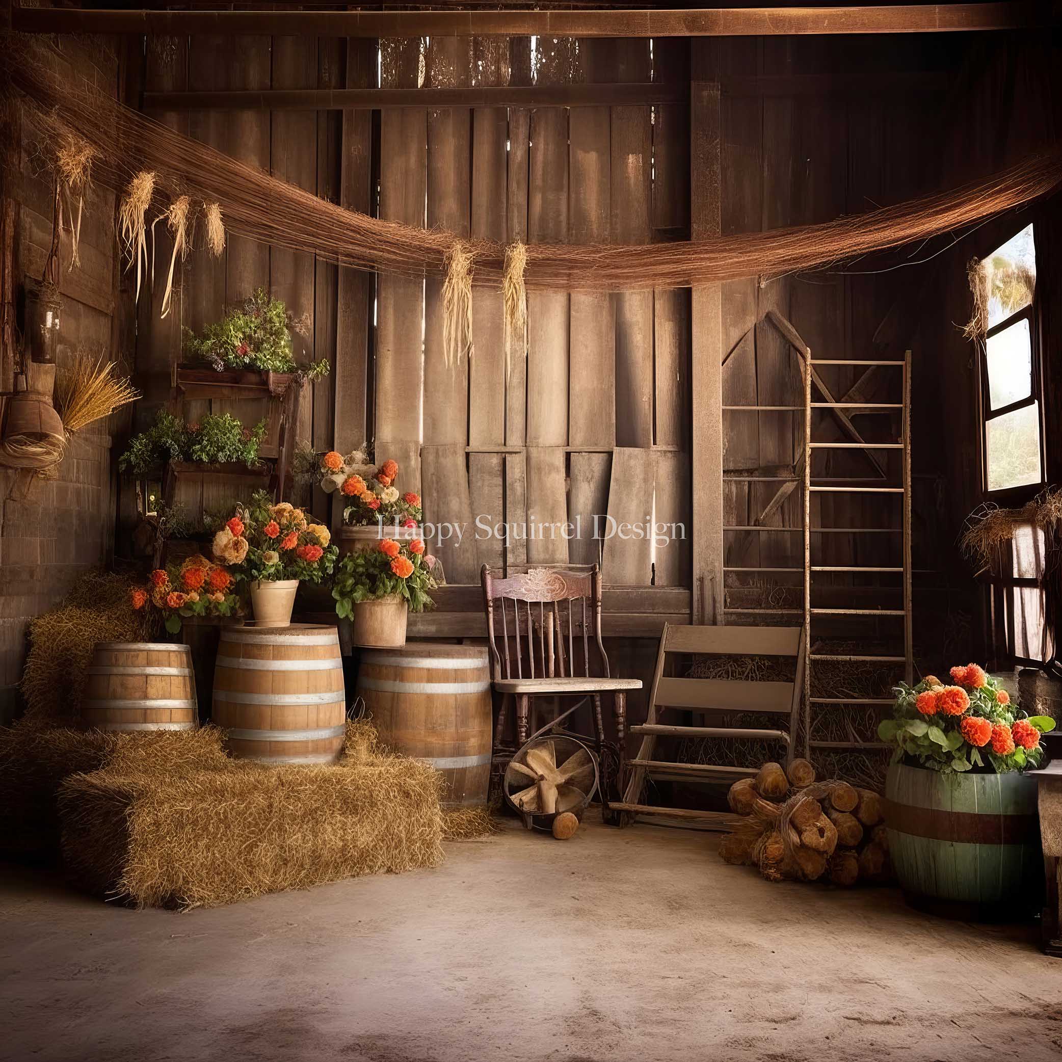 Kate Barn House Backdrop Designed by Happy Squirrel Design