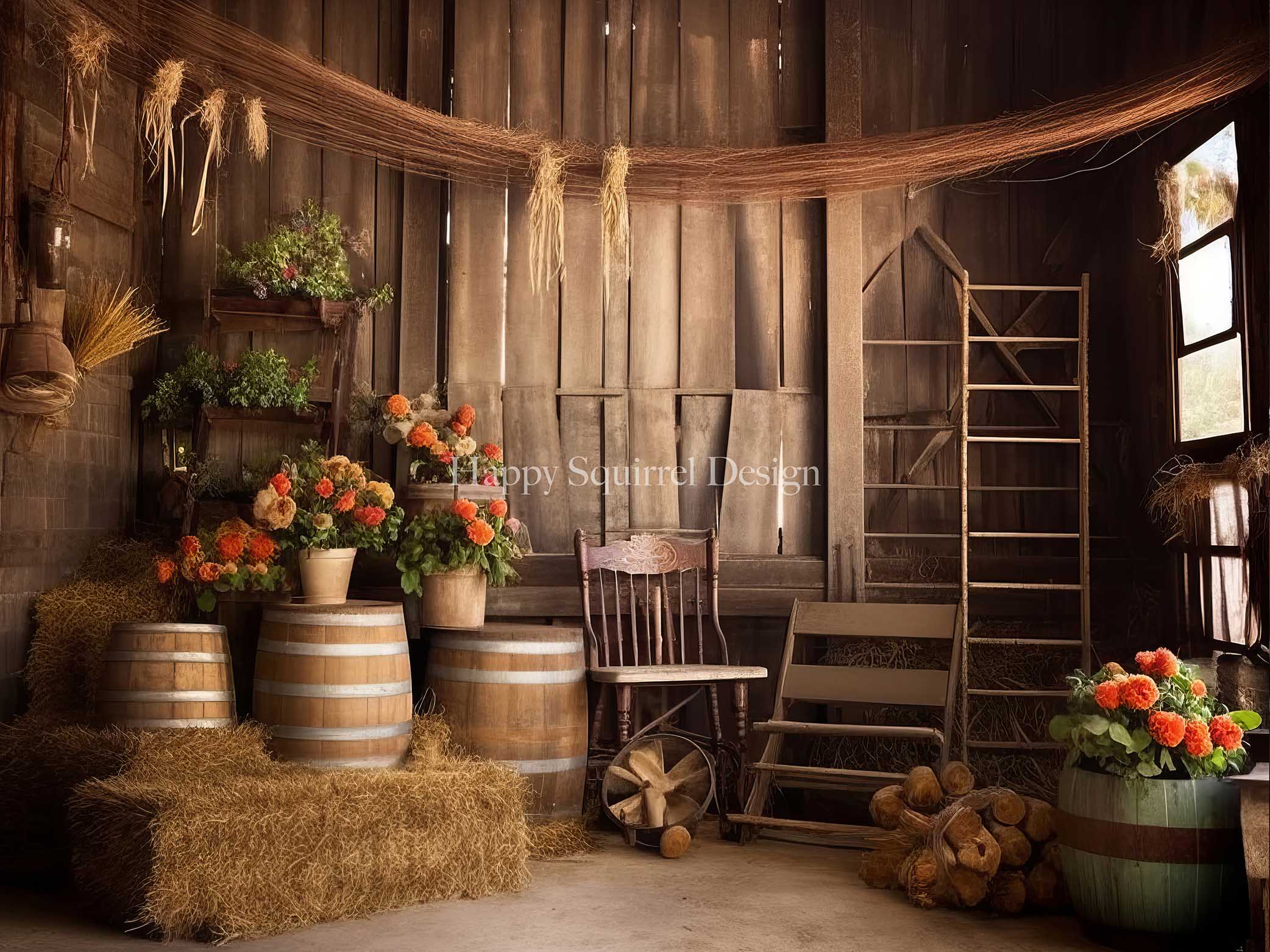 Kate Barn House Backdrop Designed by Happy Squirrel Design