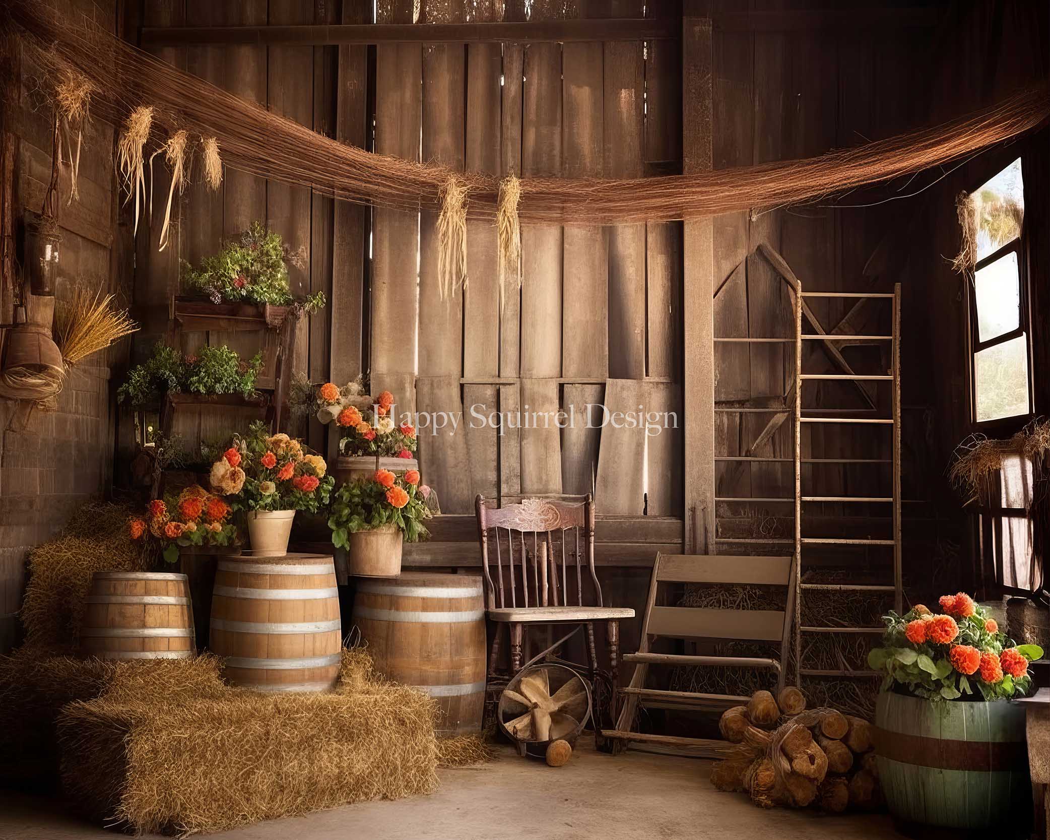 Kate Barn House Backdrop Designed by Happy Squirrel Design