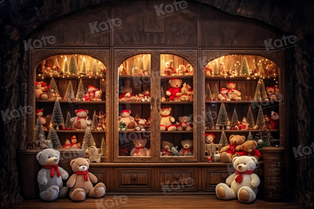 Kate Bear Toy Christmas Backdrop for Photography