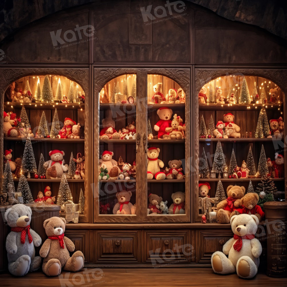 Kate Bear Toy Christmas Backdrop for Photography