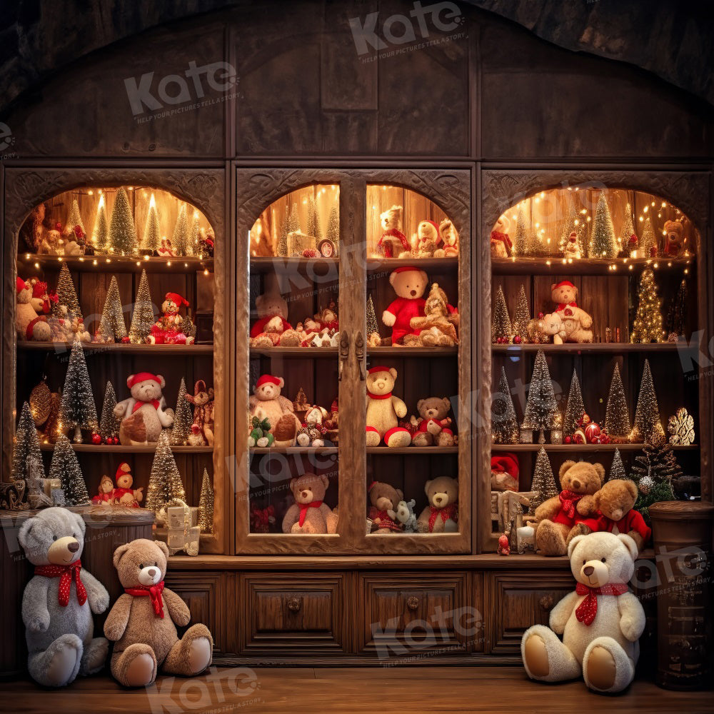 Kate Christmas Tree Backdrop Teddy Bear for Photography