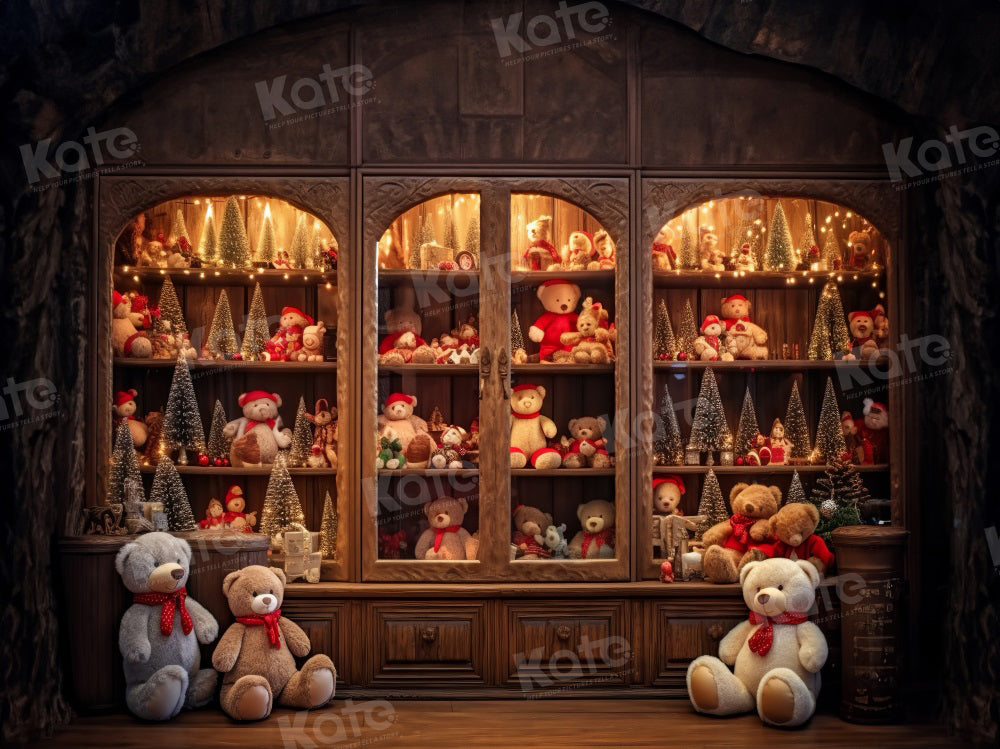 Kate Bear Toy Christmas Backdrop for Photography