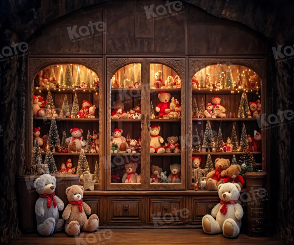 Kate Bear Toy Christmas Backdrop for Photography