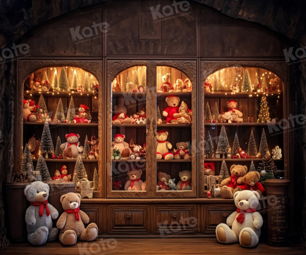 Kate Christmas Tree Backdrop Teddy Bear for Photography