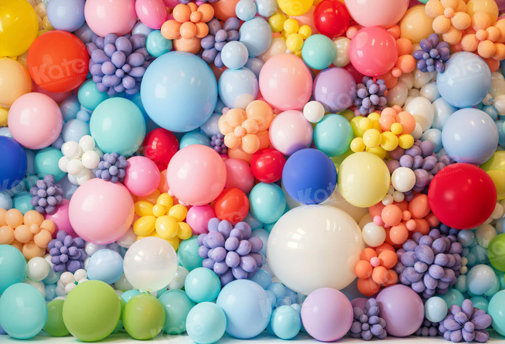 Kate Colorful Balloon Cake Smash Backdrop Designed by Chain Photography