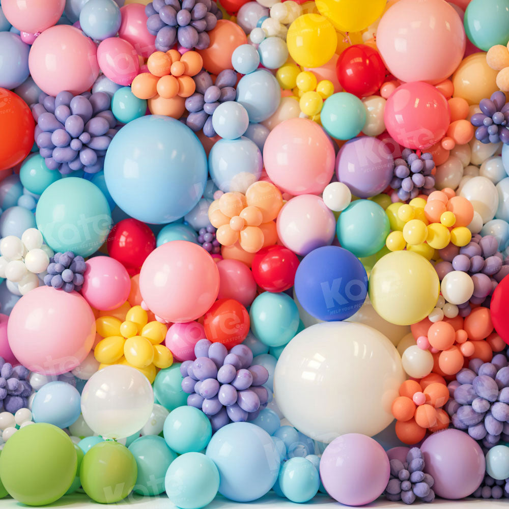 Kate Colorful Balloon Cake Smash Backdrop Designed by Chain Photography