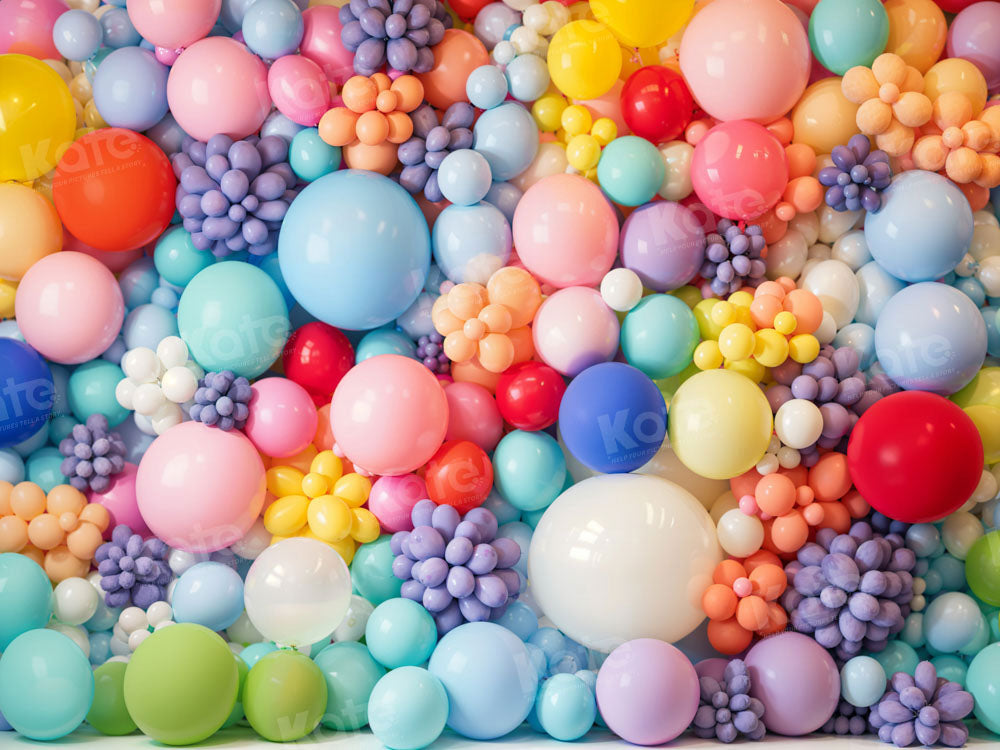 Kate Colorful Balloon Cake Smash Backdrop Designed by Chain Photography