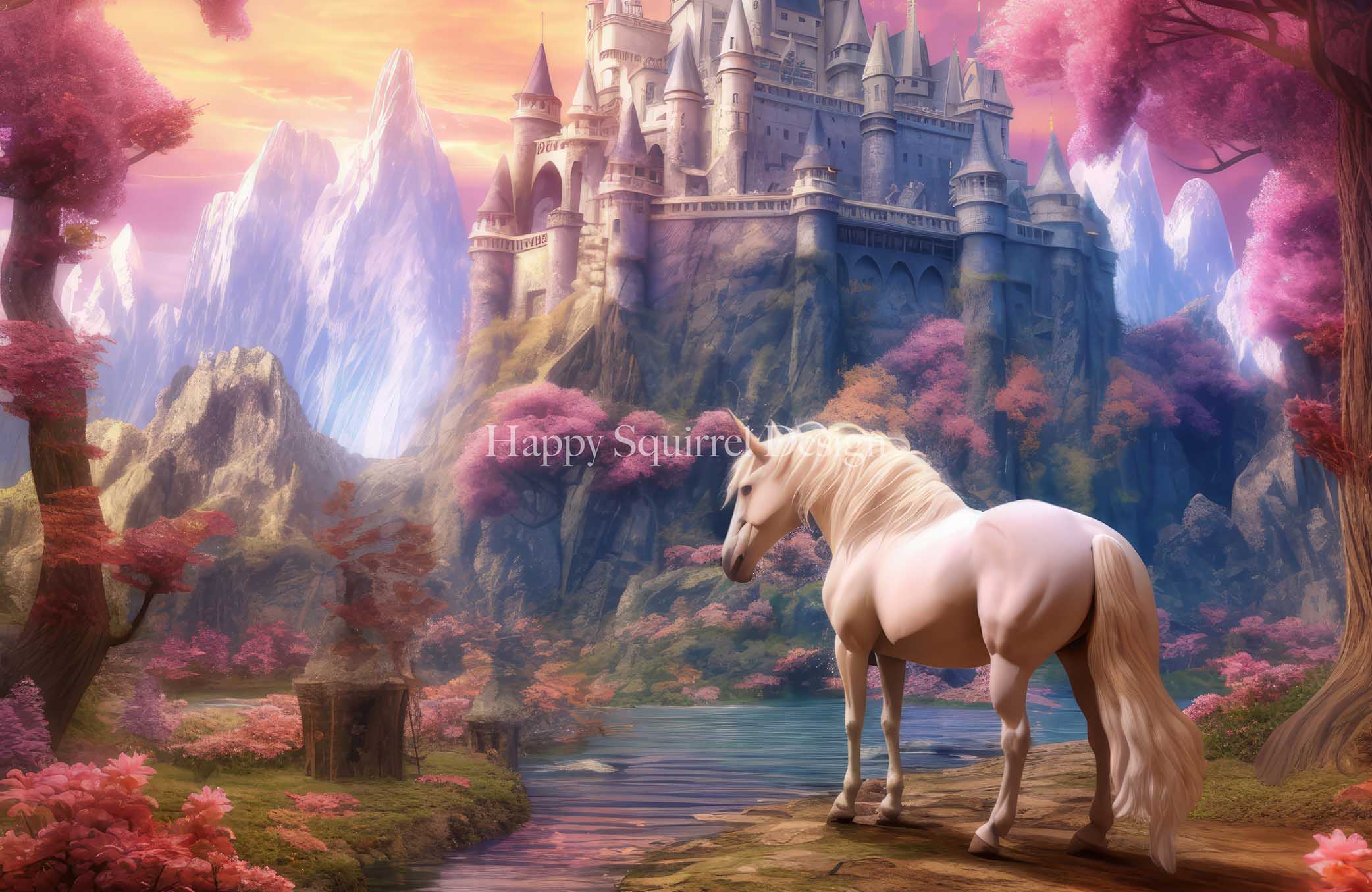 Kate Unicorn Castle Magic Backdrop Designed by Happy Squirrel Design