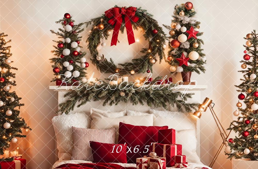 Kate Warm Christmas Backdrop Headboard Tree for Photography