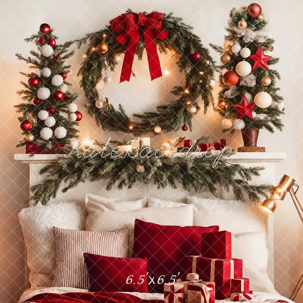 Kate Warm Christmas Backdrop Headboard Tree for Photography