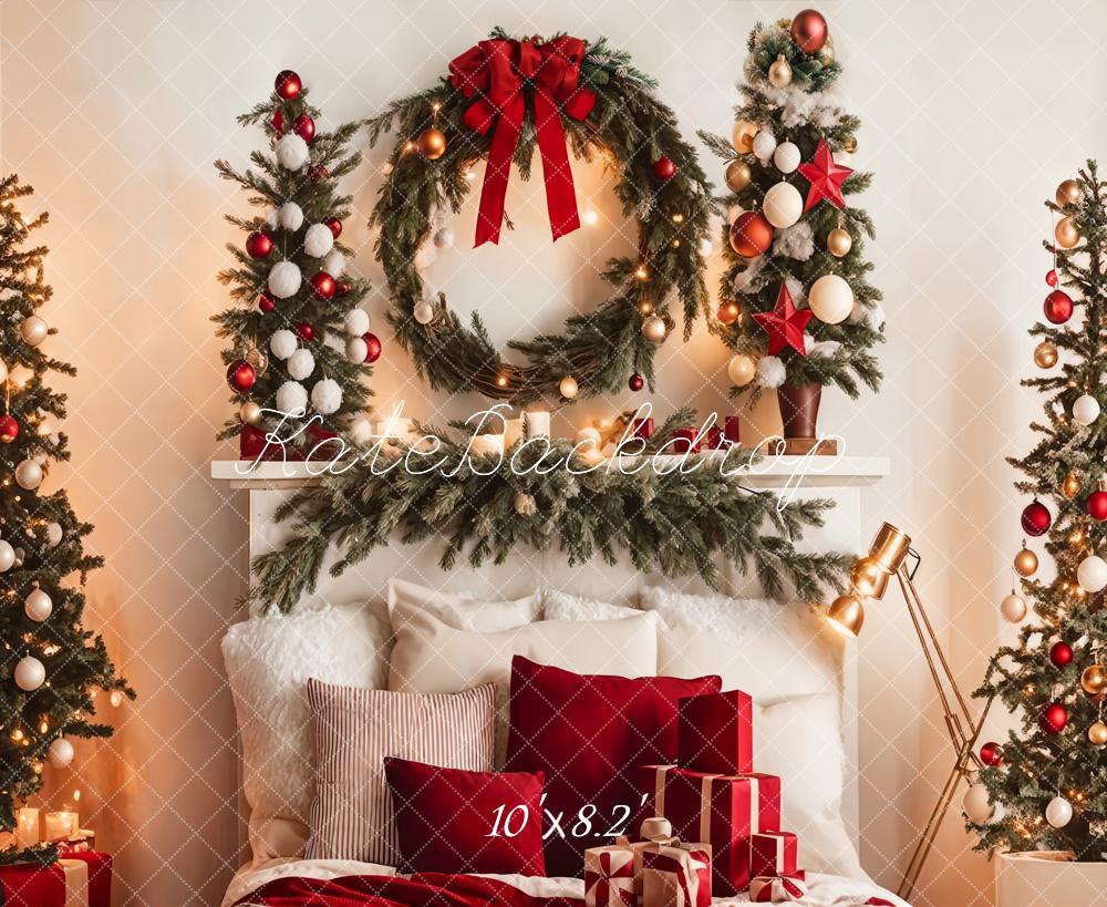 Kate Warm Christmas Backdrop Headboard Tree for Photography