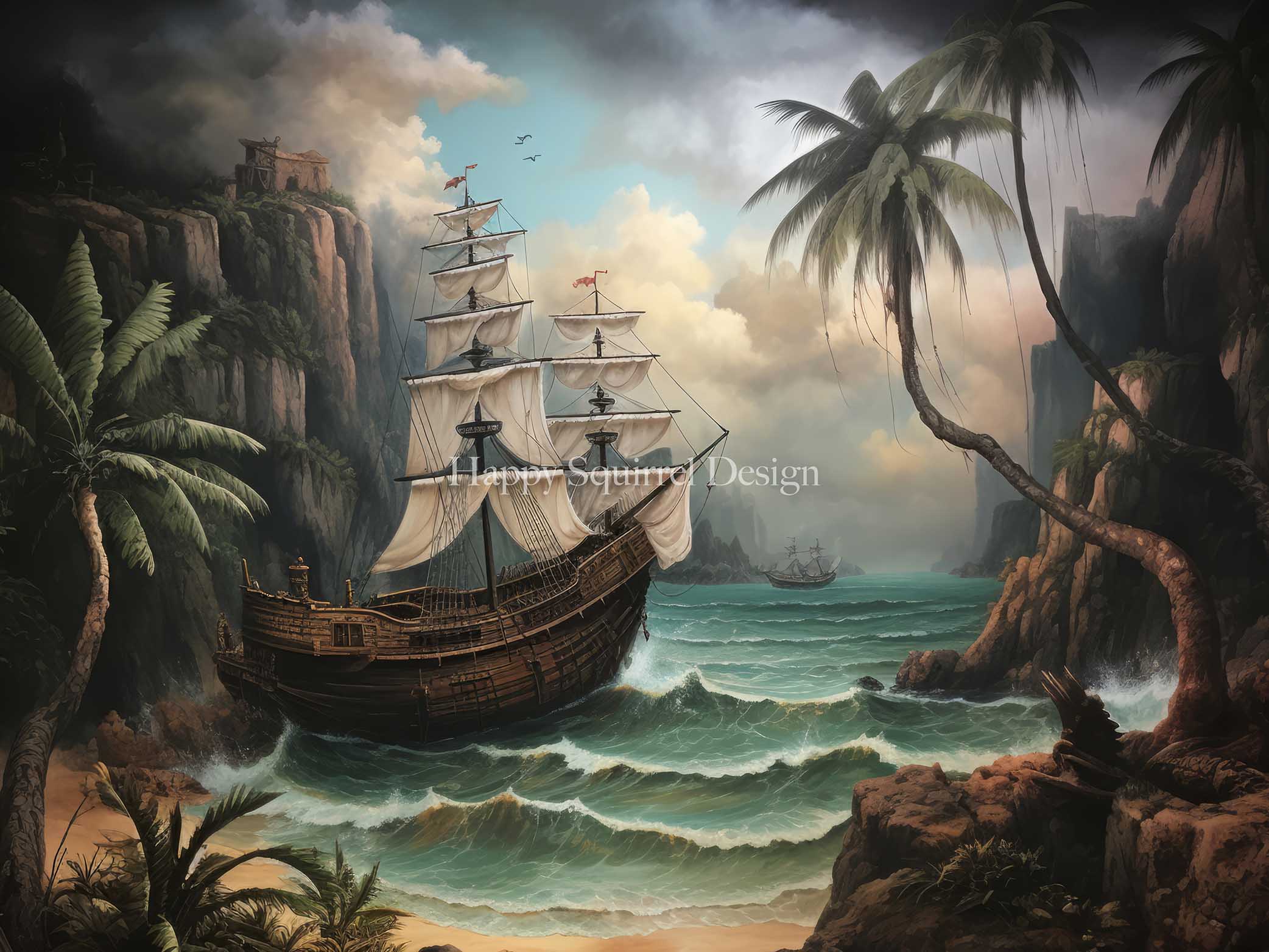 Kate Shipwreck Sea Boat Backdrop Designed by Happy Squirrel Design