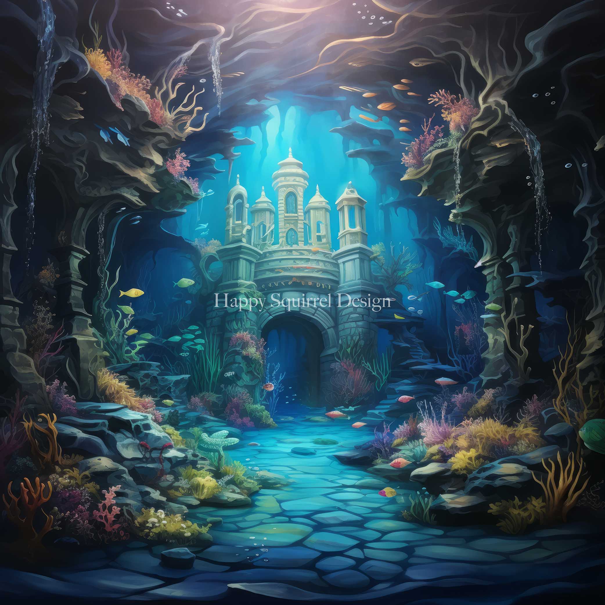 Kate Underwater Castle Backdrop Designed by Happy Squirrel Design