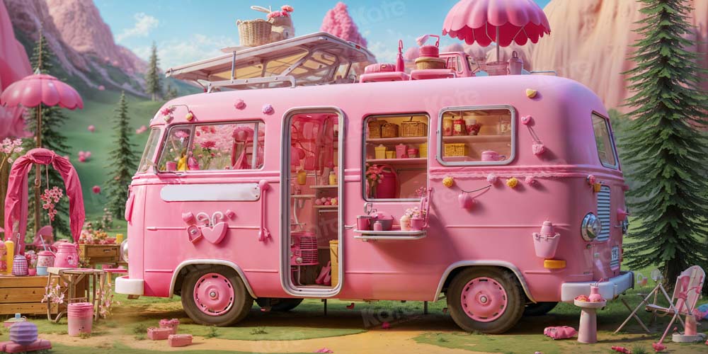 Kate Doll Picnic Pink Bus Backdrop Dsigned by Emetselch