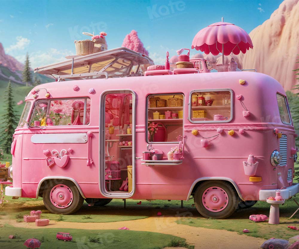 Kate Doll Picnic Pink Bus Backdrop Dsigned by Emetselch