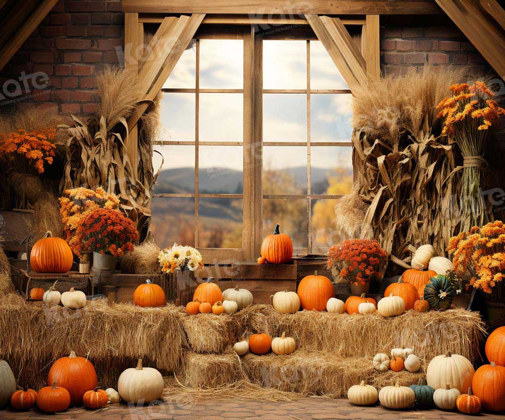 Kate Autumn Pumpkin Barn Backdrop Designed by Emetselch