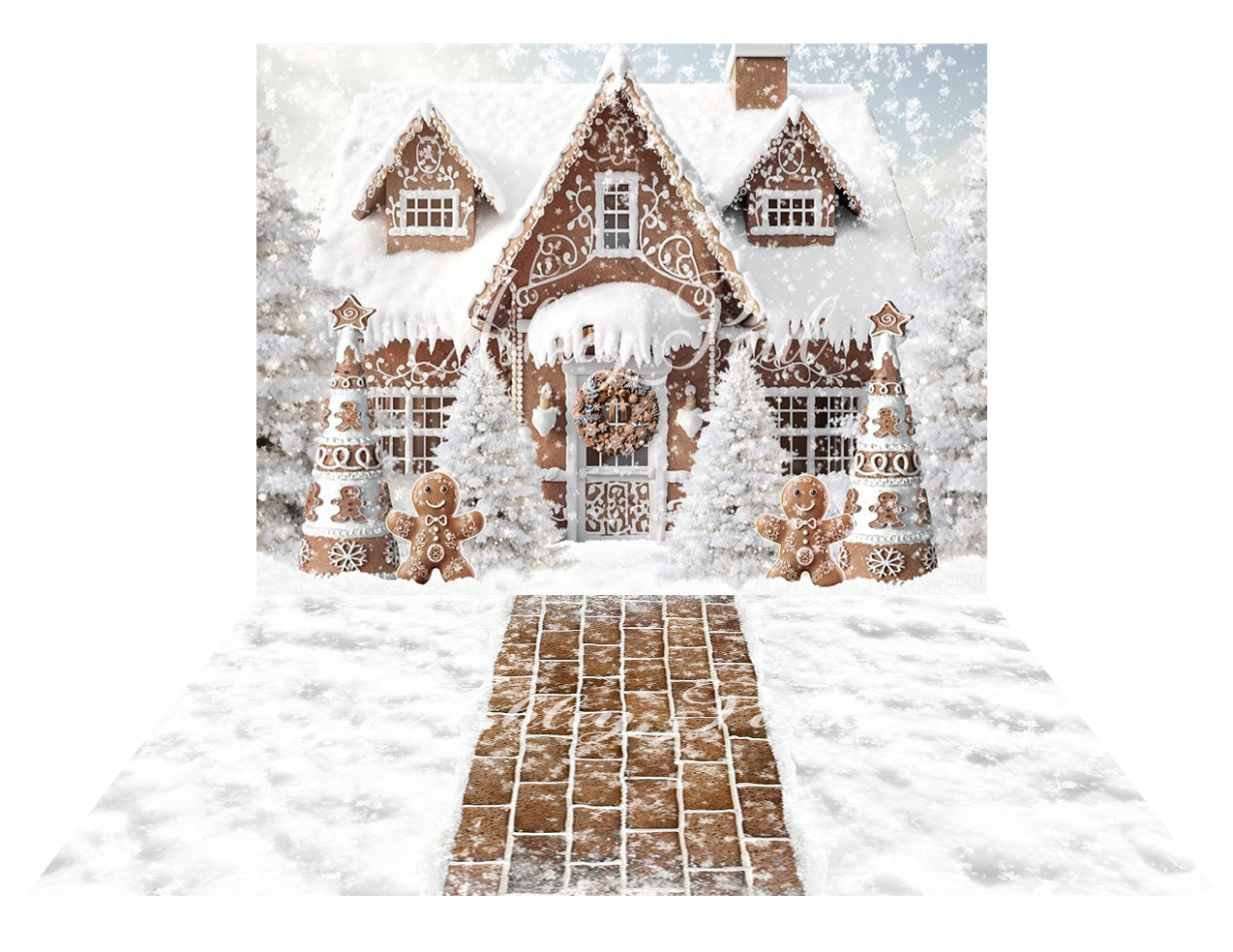 Kate Snow Gingerbread House Backdrop Gingerbread House Floor Mat Backdrop