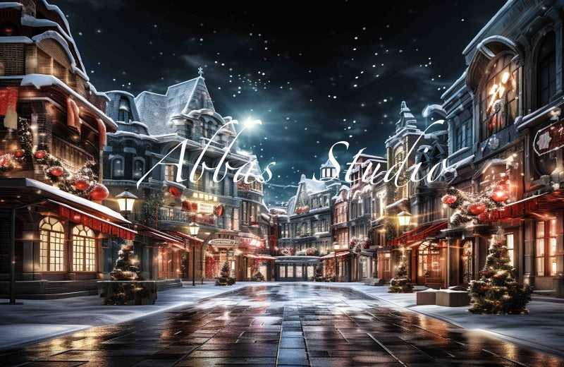 Kate Christmas Night City Street Backdrop Designed by Abbas Studio