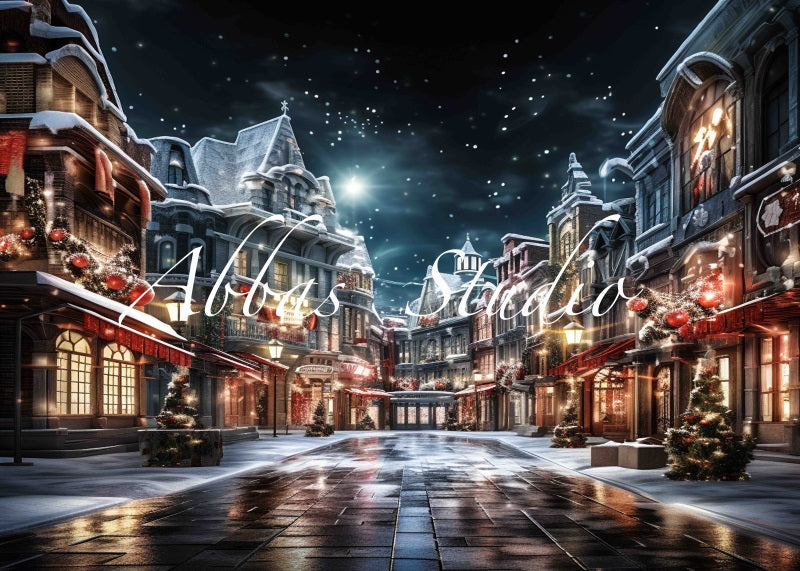 Kate Christmas Night City Street Backdrop Designed by Abbas Studio