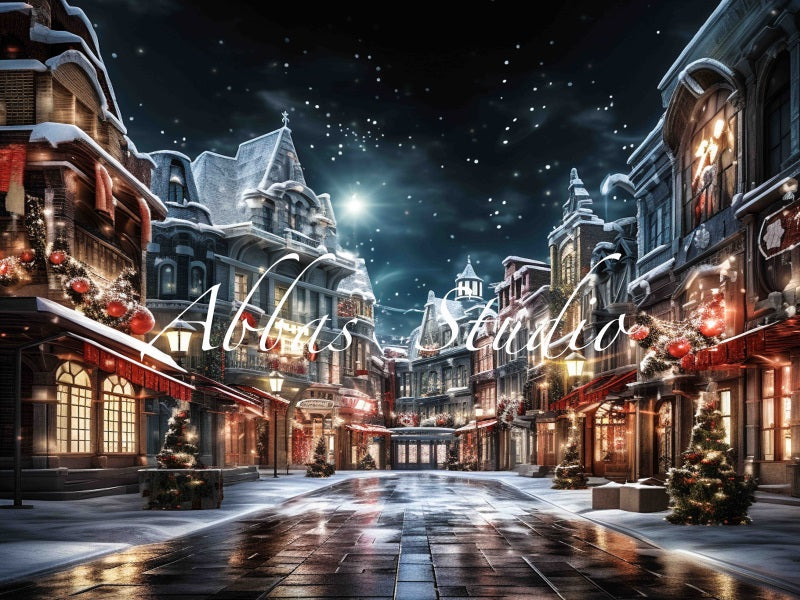 Kate Christmas Night City Street Backdrop Designed by Abbas Studio