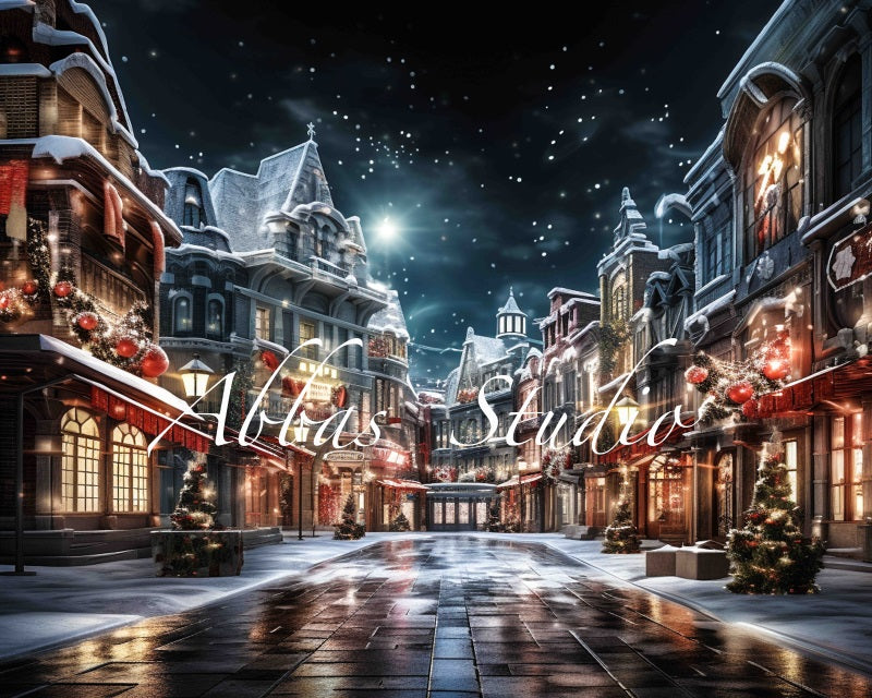 Kate Christmas Night City Street Backdrop Designed by Abbas Studio