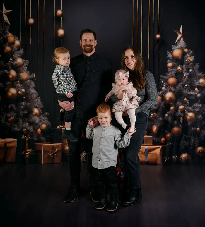 Kate Dark Christmas Tree and Wall Backdrop+Dark Abstract Texture Floor Backdrop for Photography