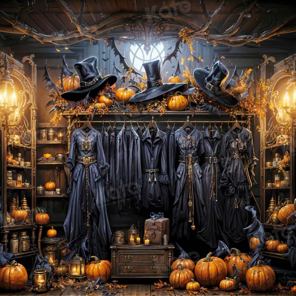 Kate Halloween Magic Pumpkin Cloakroom Backdrop Designed by Emetselch