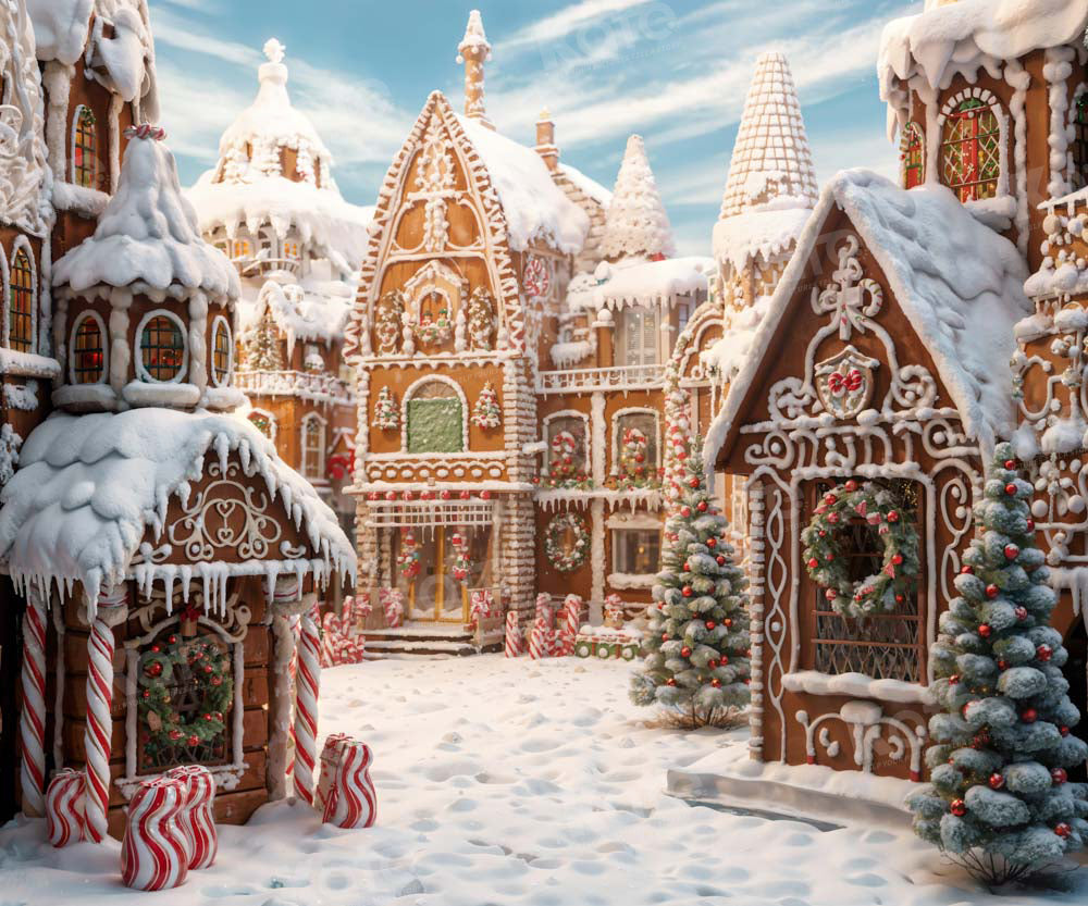 Kate Gingerbread House Snow Town Backdrop Designed by Emetselch