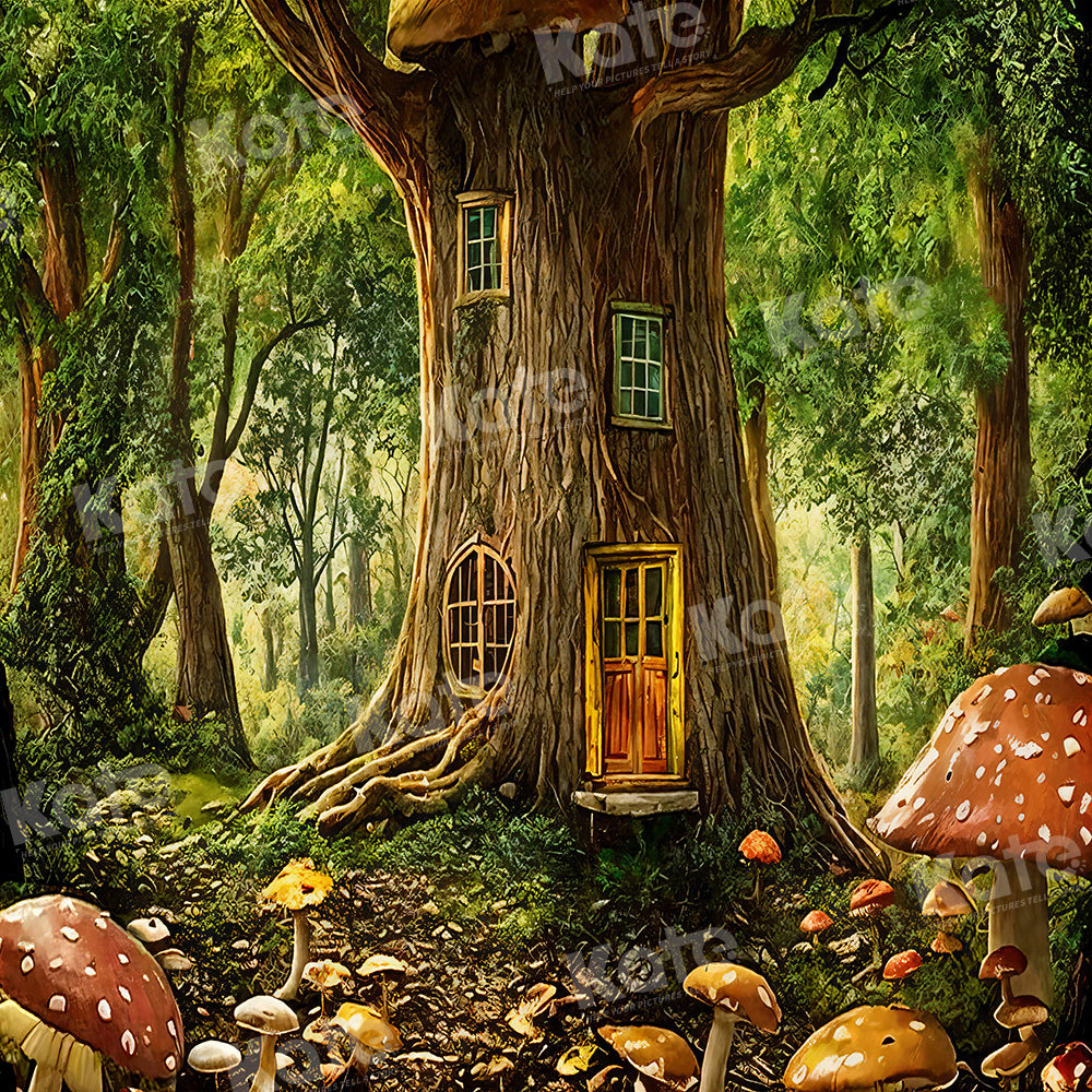 Kate Treehouse Forest Mushroom Backdrop for Photography