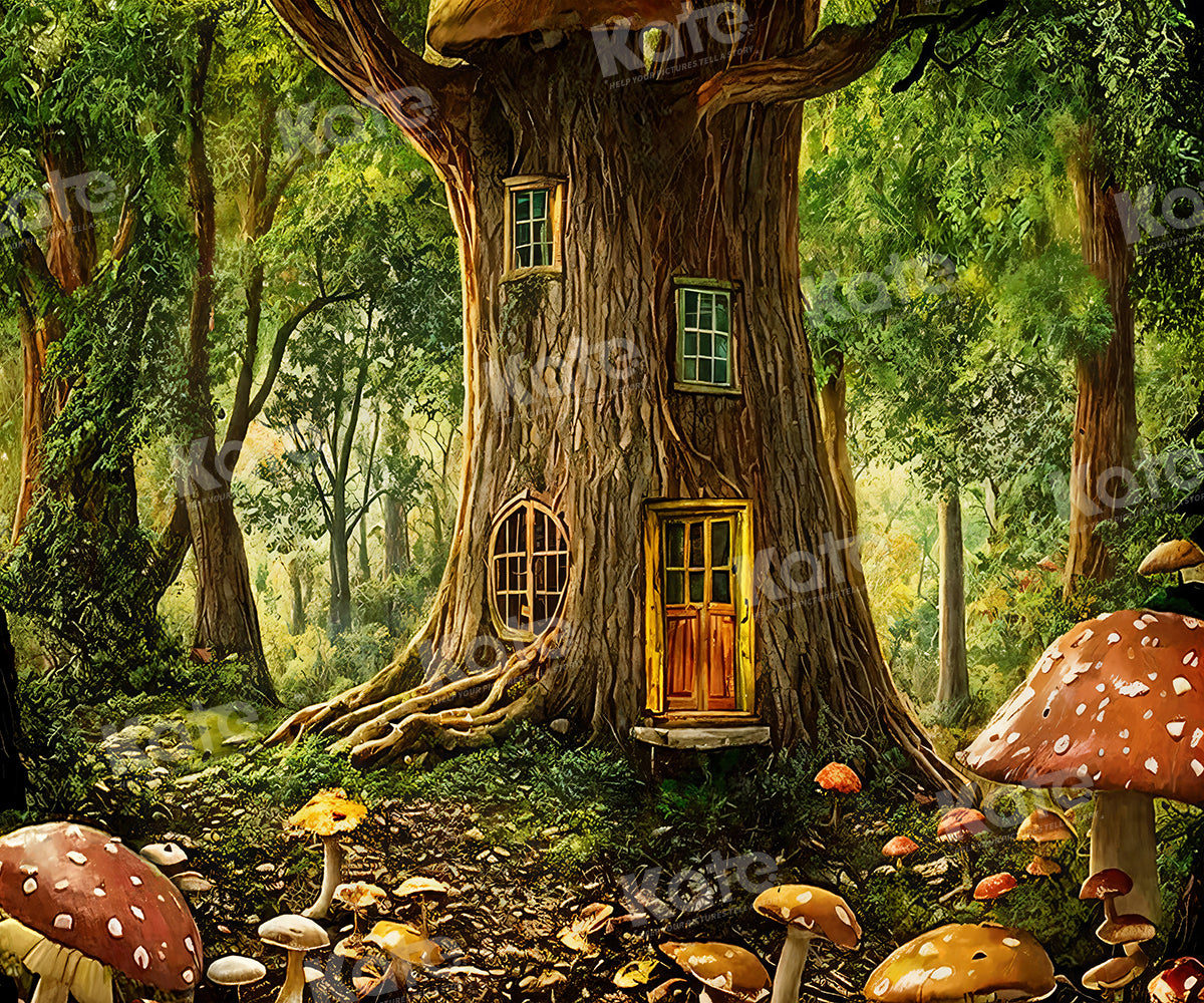 Kate Treehouse Forest Mushroom Backdrop for Photography