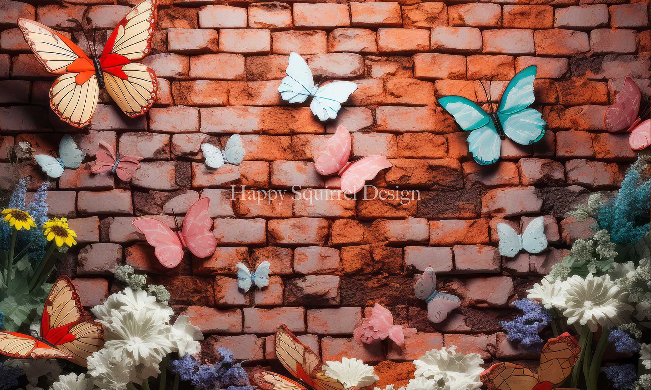 Kate Brick Garden Wall Backdrop Designed by Happy Squirrel Design