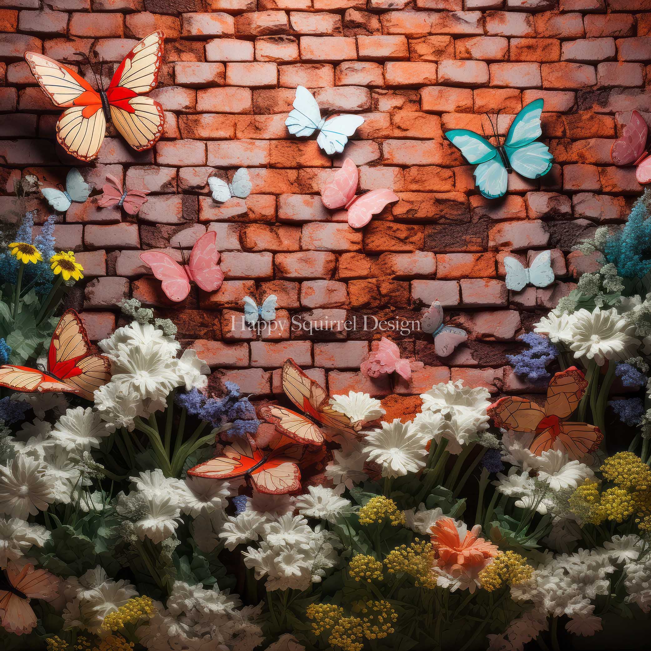 Kate Brick Garden Wall Backdrop Designed by Happy Squirrel Design